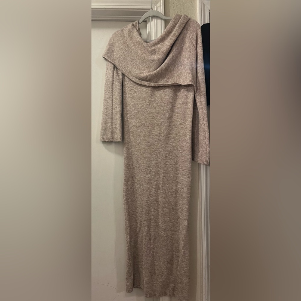 ASOS Taupe Cowl Neck Sweater Dress